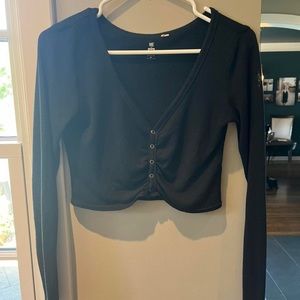 Black Pacsun long sleeve button up crop top